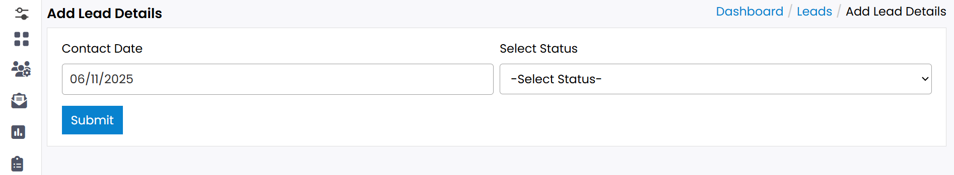 Add Lead Details – History
