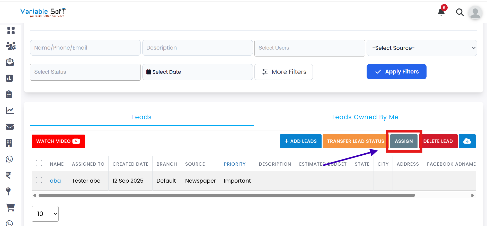 Assign Leads – Popup