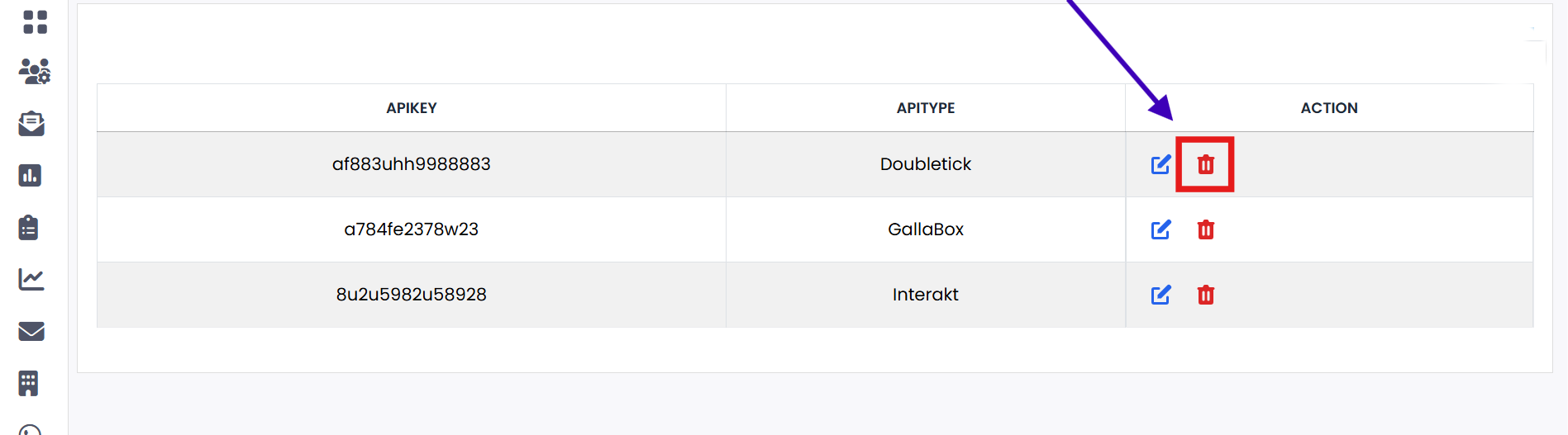 DeleteAutomation screen